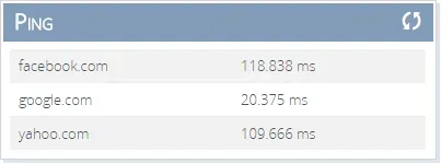 Ping monitoring results