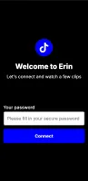 Erin main feed view showing vertical swipe interface with video playback