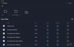 Firefiles dashboard showing file management interface