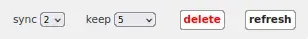 Show controls with sync, keep, delete, and refresh buttons