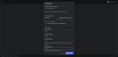 Configuration page (second view)