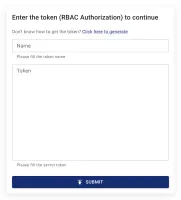 Chaos Dashboard token login window with the link to open the token generator