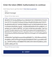 Chaos Dashboard login form where a token and name are submitted