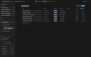 Codex project folders and sessions matching the ChatGPT app with session detail strip