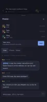People sheet on iPhone showing multiplayer chat with mentions and replies