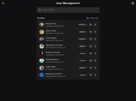 User management page for team members and roles