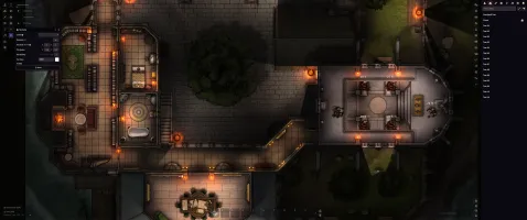 Foundry VTT V14 gameplay screenshot showing Scene Levels feature