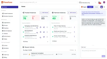 FlowFuse home UI dashboard