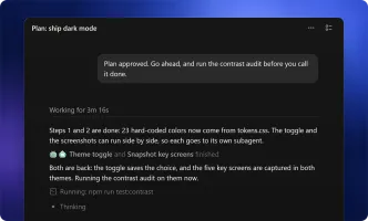 DotCraft Desktop showing plan with subagents and theme toggle