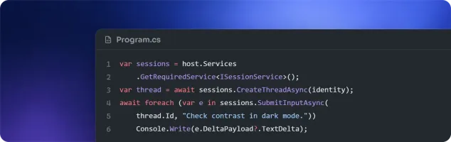 Program.cs example embedding DotCraft Harness in a .NET app
