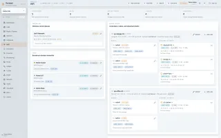 Rackpad WiFi workspace showing controllers, SSIDs, access points, radios, associated clients, and signal context