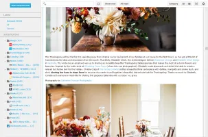 Main feed reader interface showing article list and reading pane
