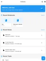 Home screen with notebooks and notes