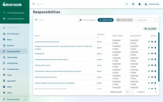 Competences & Skills management screen