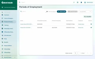 Employment history and contracts view