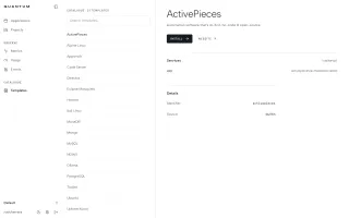 Template catalogue with one-click deployments like n8n, Directus, WordPress