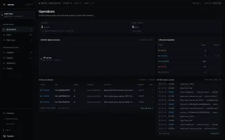 Operations dashboard showing control-plane health, lifecycle snapshot, active workloads, and structured event log