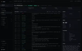 Run detail page with lifecycle pipeline, live event stream, budget, and merged pull request