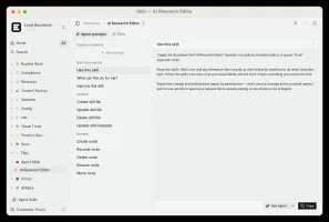 Skill detail view showing reusable agent instructions