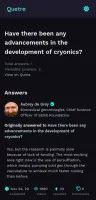 Quetre website in dark mode on mobile