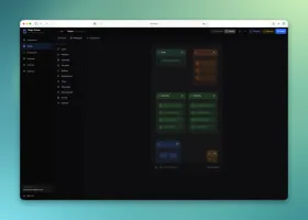 Drag-and-drop layout editor with widget catalog on the left and 24-column grid on the right