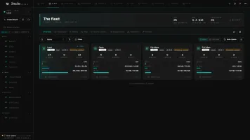 Fleet view with grid and topology layouts for multi-node management