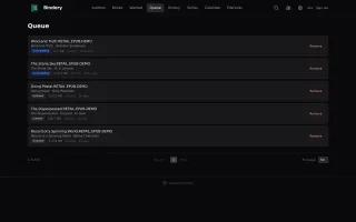 Download queue with live status (dark theme)