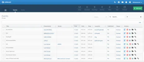 Administrative interface of Opencast