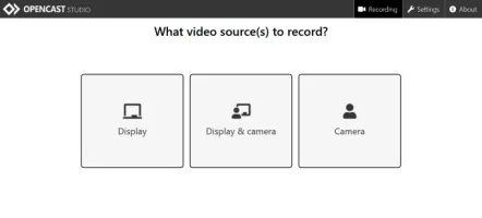 Opencast Studio source selection interface