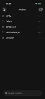 Orb on iOS showing the production projects list with synced project colors