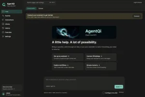 AgentQi Companion welcome screen in dark theme