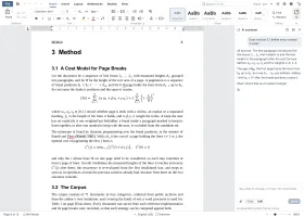 EdenText editing a thesis with numbered chapters, formulas and page header
