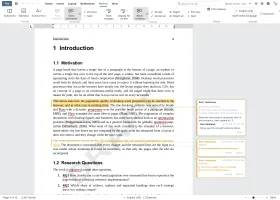 Tracked changes and threaded comments in margin with draft watermark