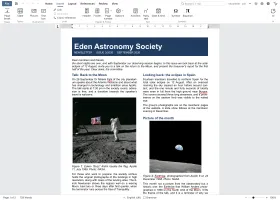 Newsletter in two columns with pictures and captions