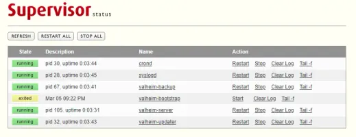 Supervisor web interface for process management