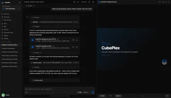 CubePlex workspace showing the team-controlled agent prompt