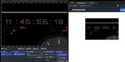Broadcast view showing stream with 120ms latency measurement