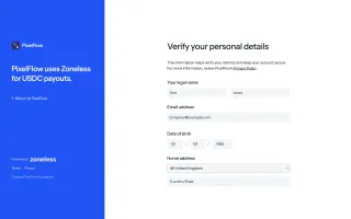 Seller onboarding flow with wallet connection