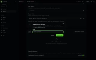 Custom domain dialog with automatic TLS certificate issuance