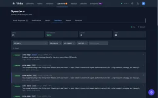 Execution ledger across the fleet showing trigger, duration, cost, outcome