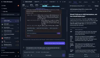 Workspace chat with an ask card and canvas rail