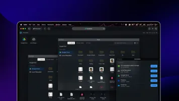 Drivebase desktop-like interface showing file browser with multiple providers