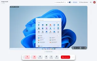 Desktop remote control session showing Windows desktop with control toolbar