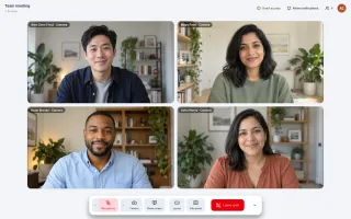 Video meeting with four participants in grid layout
