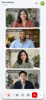 Mobile browser showing video meeting with multiple participants