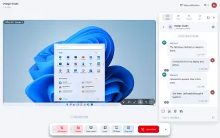Desktop screen sharing with chat panel open
