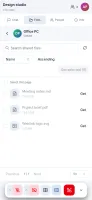 Mobile browser viewing shared files list