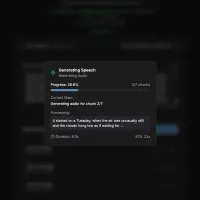 Chatterbox TTS API frontend processing view in dark mode