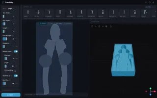 Bin editor with drag-and-drop layout and 3D preview