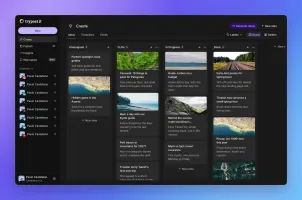 Ideas board in dark mode with cards in To Do, In Progress and Done